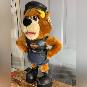 Harley Davidson Girl Biker Plush Bear Stuffed Doll Toy Hog 1998 Denim Vintage